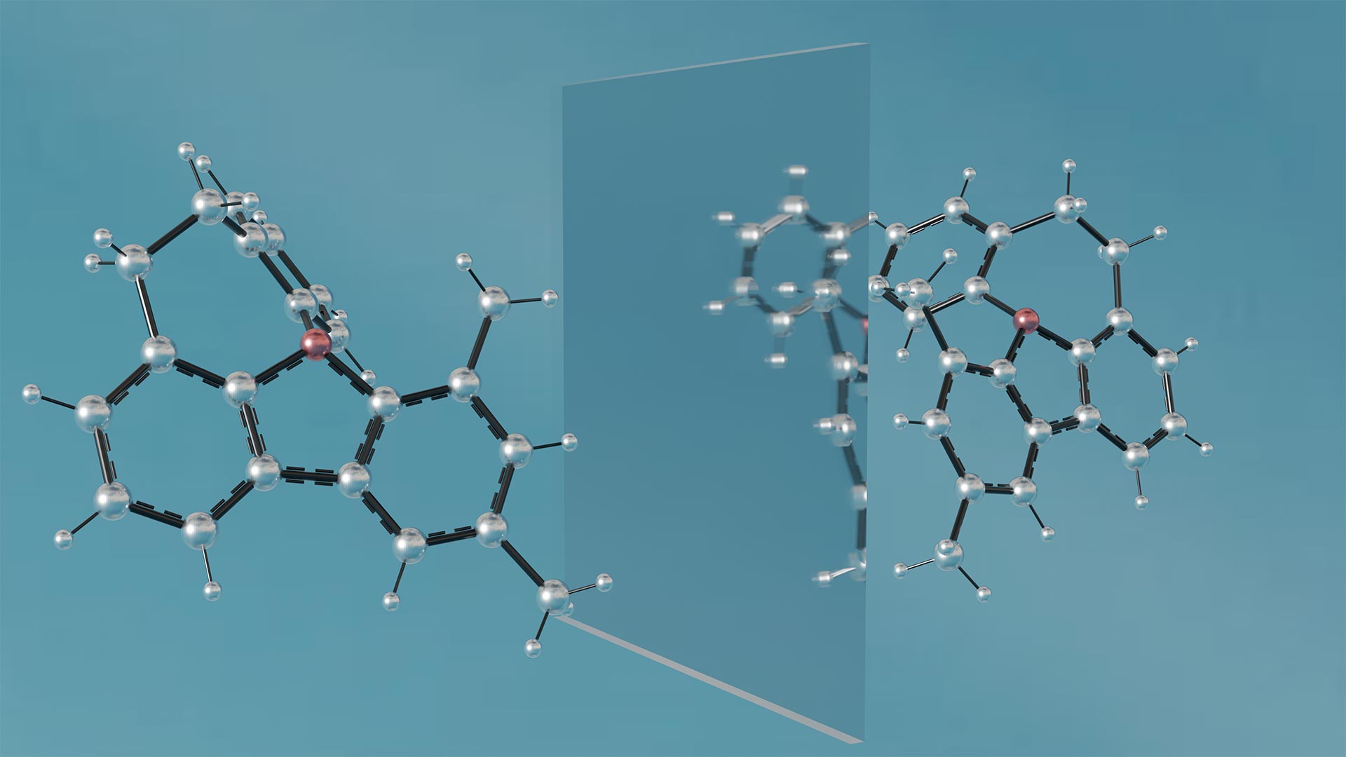 Illustration of the molecule CSU researchers helped design, together with its mirror image. @ Mihai Popescu
