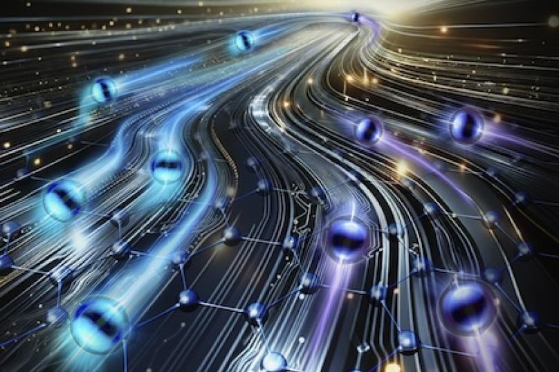 Artist’s rendition of the superhighway for electrons that can occur in rhombohedral graphene, a special kind of graphite (pencil lead). @ Sampson Wilcox, MIT Research Laboratory of Electronics