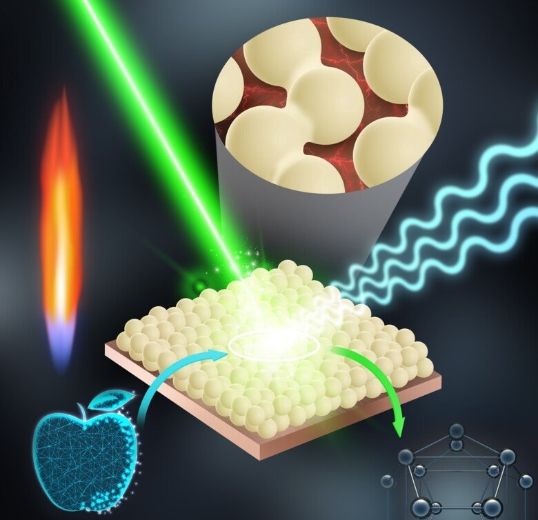 Flame nanoparticle deposition was used to produce robust nano-sensors that can detect pesticide residues on apple surfaces within minutes. @ Haipeng Li and Georgios A Sotiriou