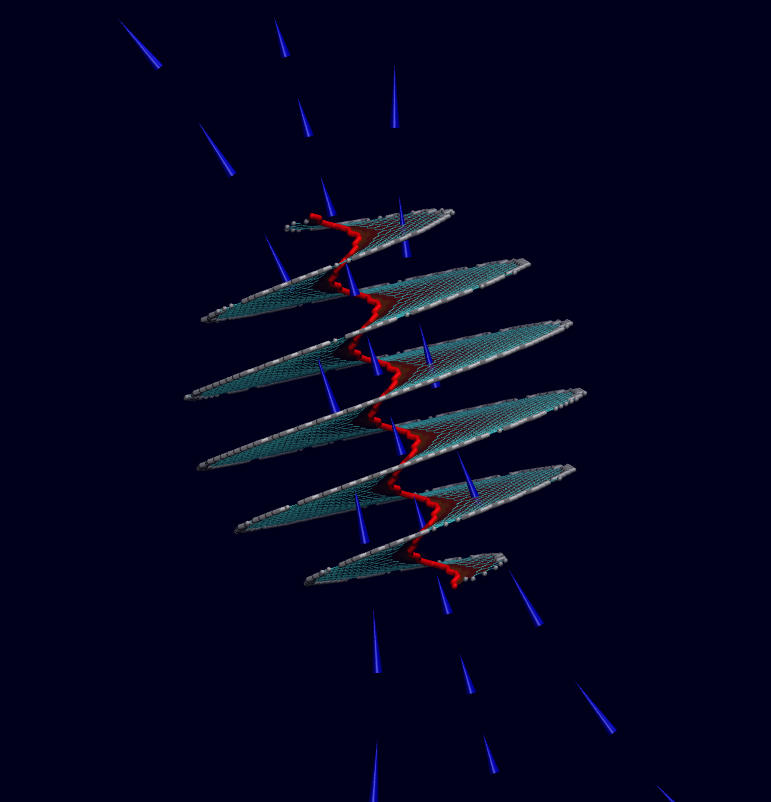 A nano-coil made of graphene could be an effective solenoid inductor for electronic applications, according to researchers at Rice University. (Credit: Yakobson Research Group/Rice University