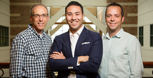 Photo by L. Brian Stauffer Chemistry professor Jeffrey Moore, graduate student Joshua Grolman and materials science and engineering professor Kristopher Kilian led a research team to create a new synthetic tissue environment for more realistic cell biology research.