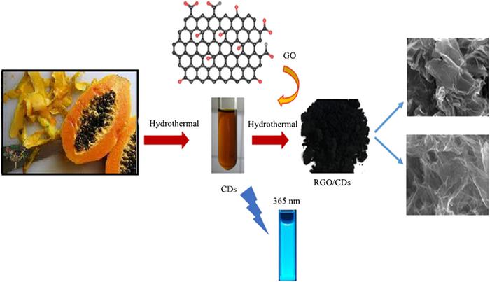 A recent study published in the Journal of Biological Resources and Bioproducts introduced carbon quantum dots (CDs) prepared from papaya peel waste, followed by their combination with reduced graphene oxide (rGO) to prepare nano-composite materials with excellent photocatalytic and antibacterial activities. This study provides a sustainable solution to address environmental pollution and bacterial infections. @ Christos Ritzoulis: Department of Food Science and Technology, International Hellenic University