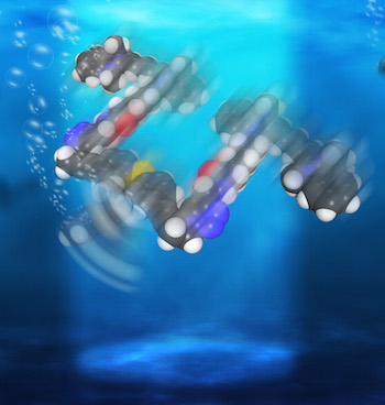 Rice University scientists have created light-driven, single-molecule submersibles that contain just 244 atoms. Illustration by Loïc Samuel