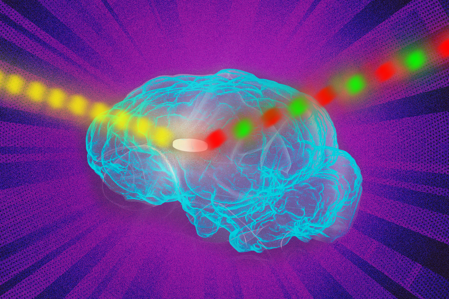 MIT engineers found a way to dramatically improve the signal emitted by fluorescing nanosenors. The researchers showed they could implant sensors as deep as 5.5 centimeters in tissue and still get a strong signal. @ Courtesy of the researchers and edited by MIT News