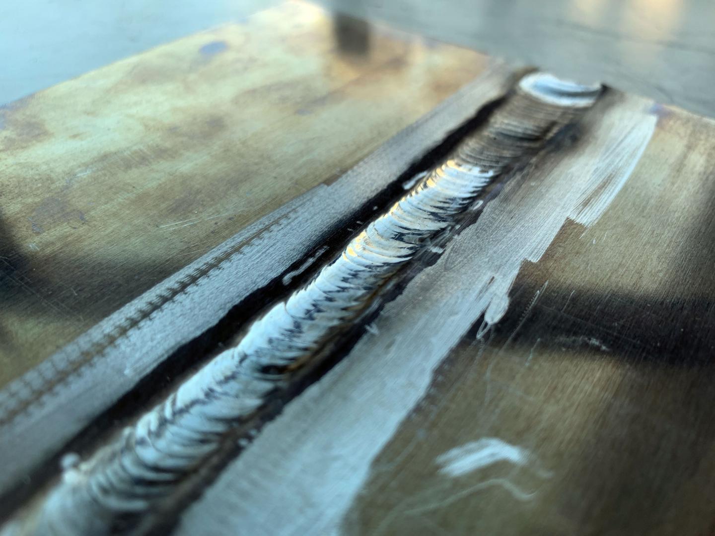 These are two pieces of aluminum alloy 7075 welded together using a nanoparticle-enhanced filler wire. @UCLA Samueli Engineering