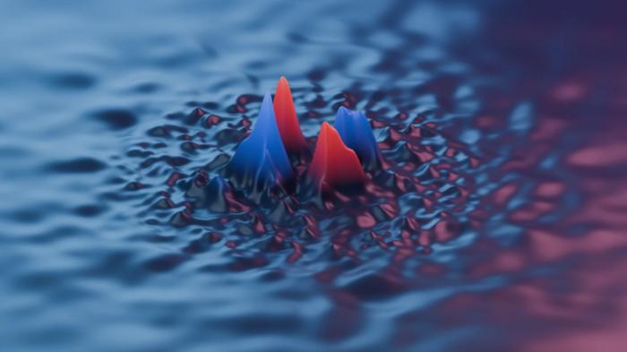 In a metal, electrons normally move freely through the crystal like waves rippling across the sea, but under the right quantum conditions they can be trapped in place, according to new research from Columbia University. Credit: Raquel Queiroz, Columbia University.