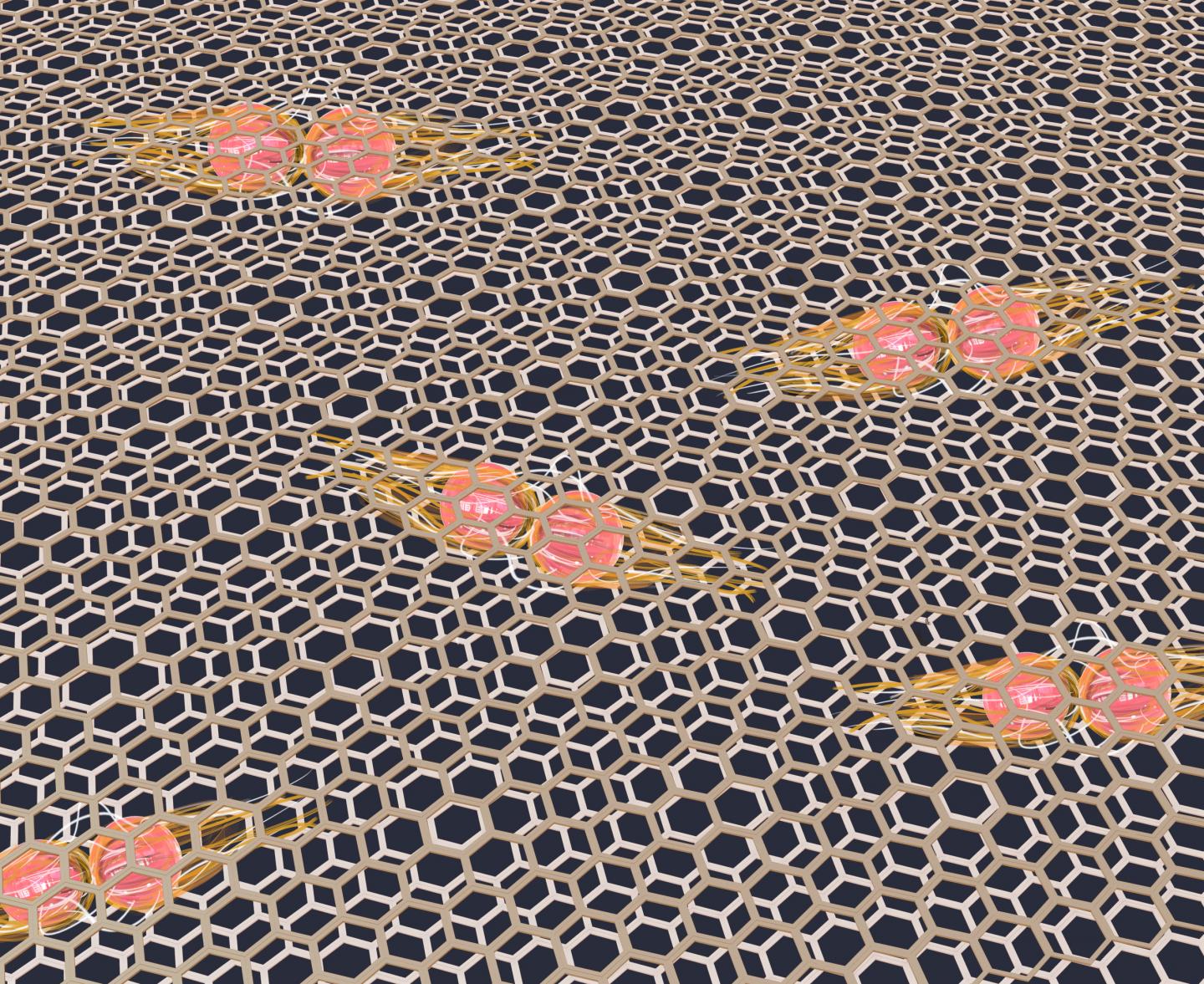 A team led by Princeton physicist Ali Yazdani has shown that strong electron interactions play a key role in the superconductivity that has been discovered in graphene, a material made up of single-layer sheets of carbon atoms. Here, two graphene sheets stacked on each other with a twist make a long-wavelength moiré pattern. @Kai Fu for Yazdani Lab, Princeton University