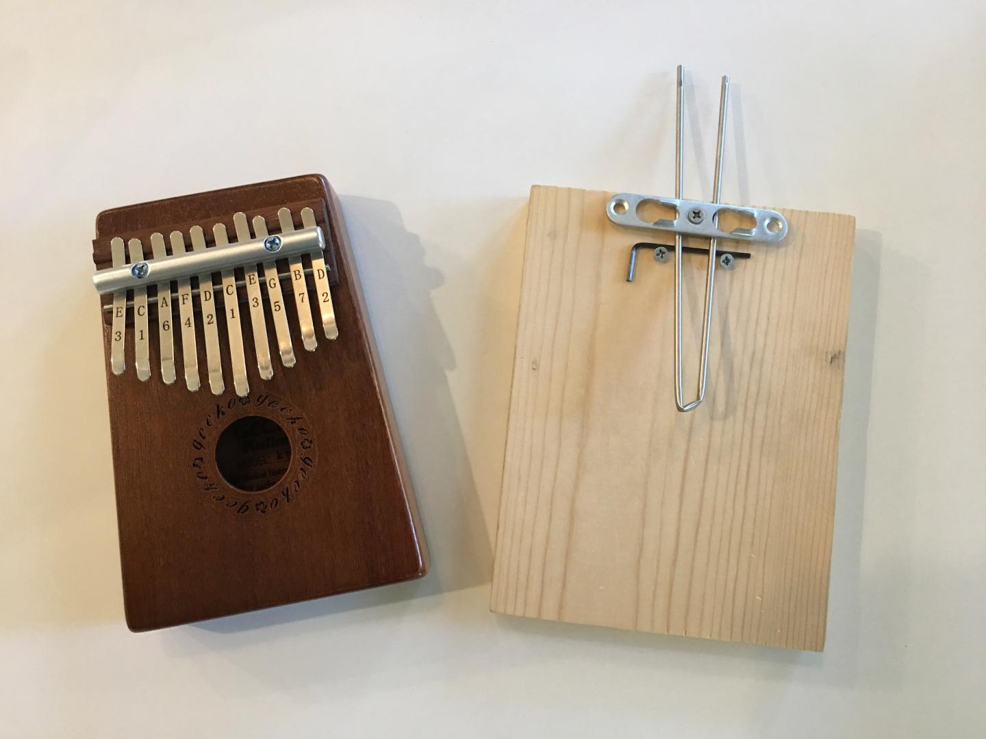 Mbira instrument next to a density sensor based on it. @ William Grover