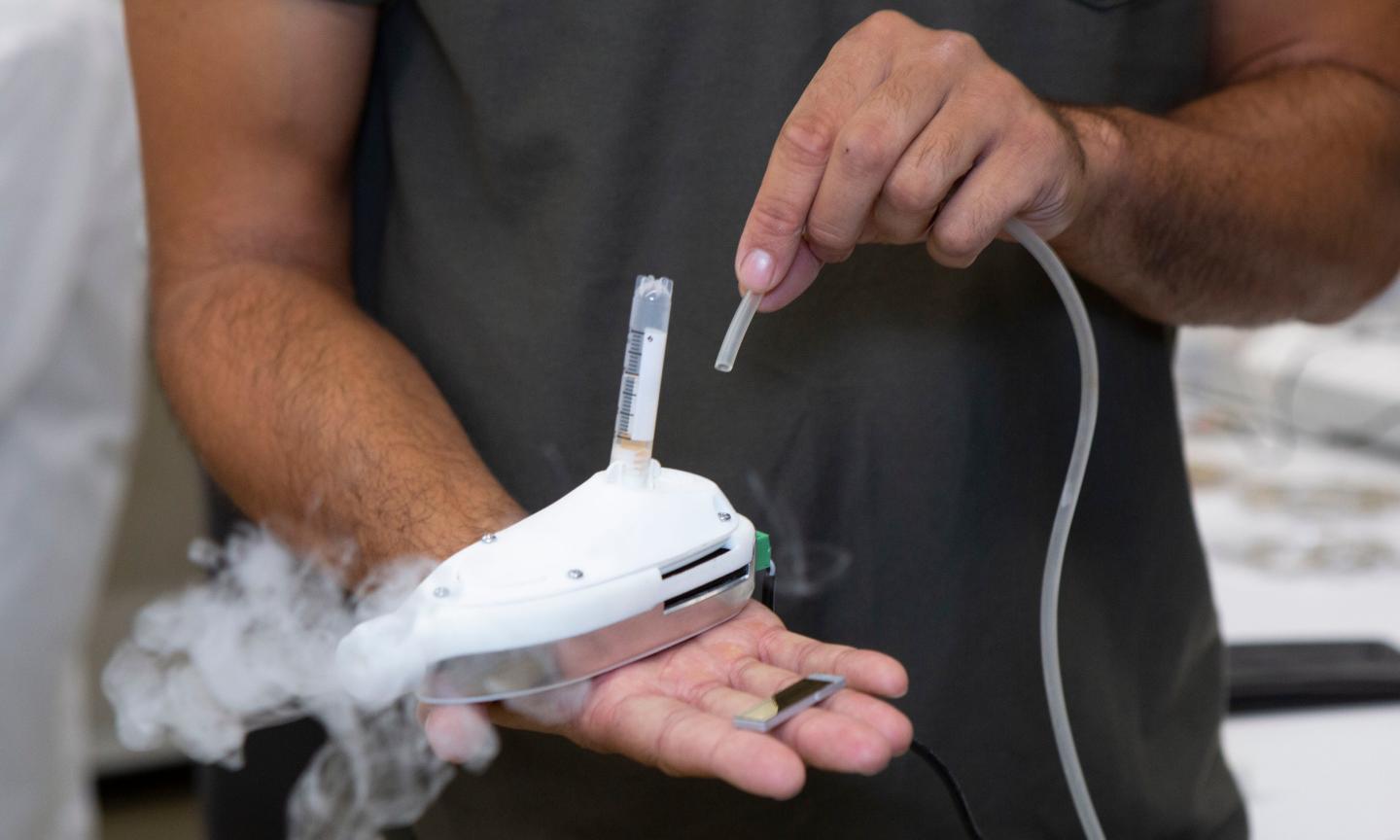 The patented 'Respite' nebuliser uses high-frequency sound waves to precisely deliver drugs to the lungs